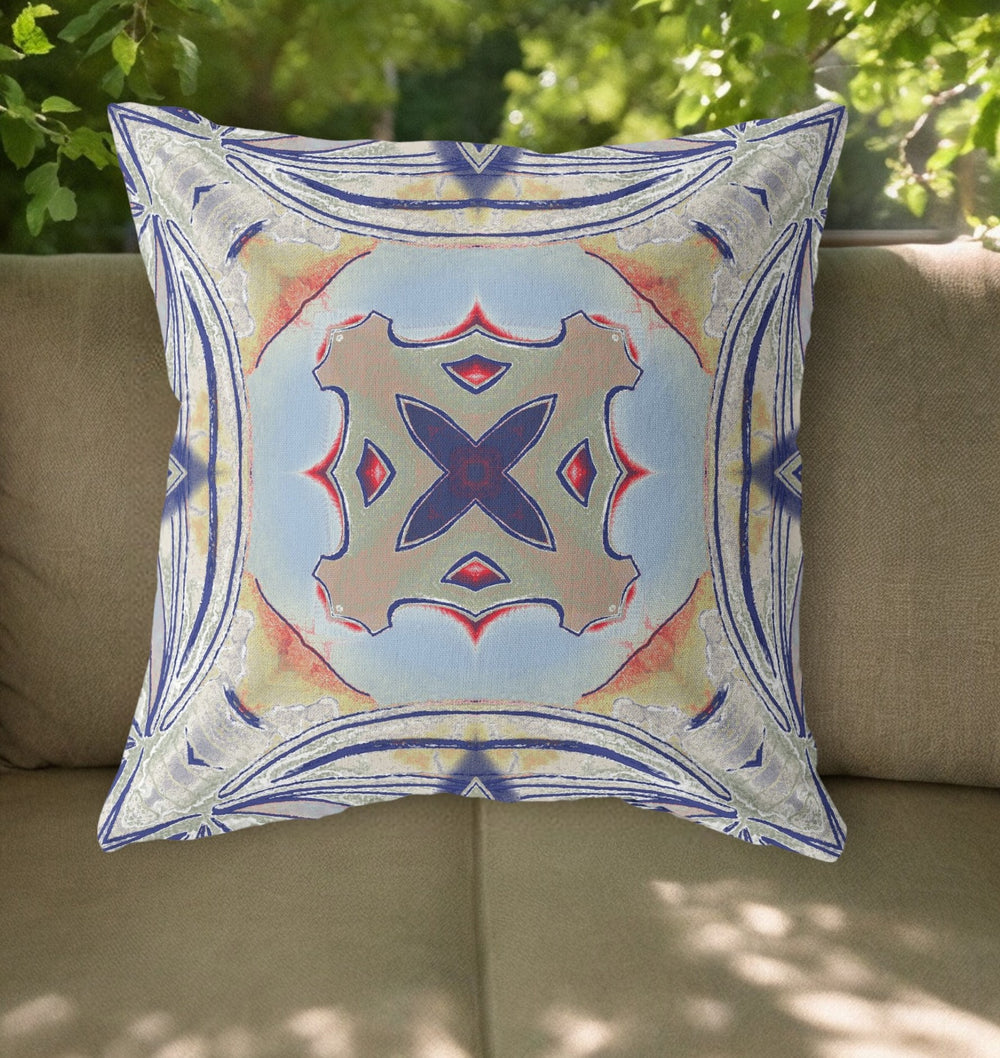 Homeroots 26"X26" Muted Green Orange Zippered Broadcloth Geometric Throw Pillow   417619