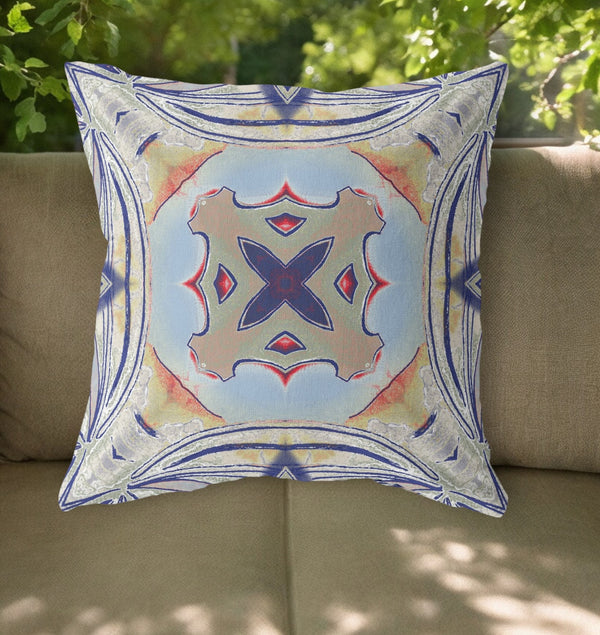 Homeroots 26"X26" Muted Green Orange Zippered Broadcloth Geometric Throw Pillow   417619