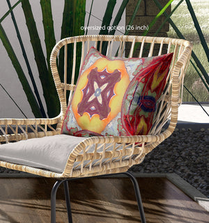 Homeroots 26"X26" Yellow Red Magenta Green Zippered Broadcloth Geometric Throw Pillow   417663