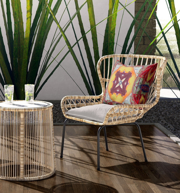 Homeroots 26"X26" Yellow Red Magenta Green Zippered Broadcloth Geometric Throw Pillow   417663