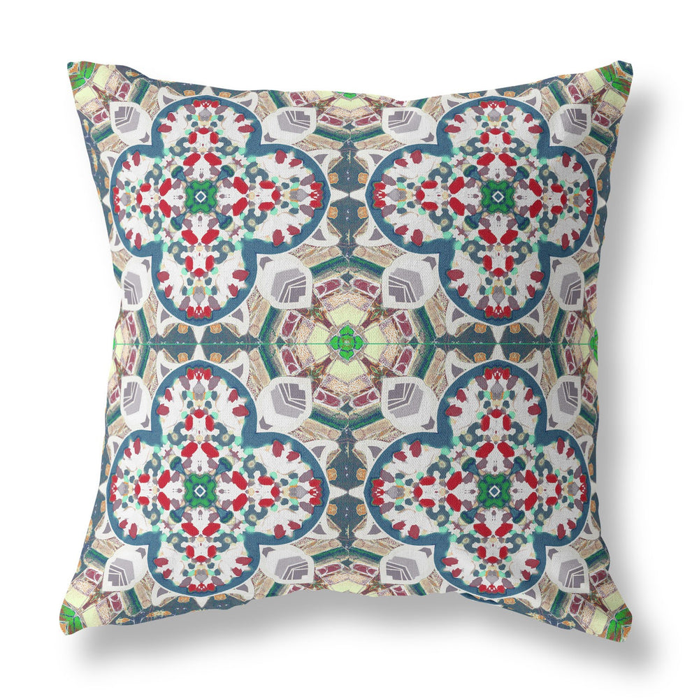 Homeroots 26" X 26" Green And White Zippered Geometric Indoor Outdoor Throw Pillow Cover & Insert   417699