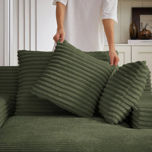 English Elm Oversized Corduroy Chaise Lounge with Pocket Spring Support Ready to Use Living Room Green W2339P442150