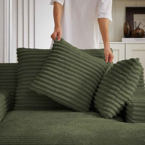 English Elm Oversized Corduroy Chaise Lounge with Pocket Spring Support Ready to Use Living Room Green W2339P442150