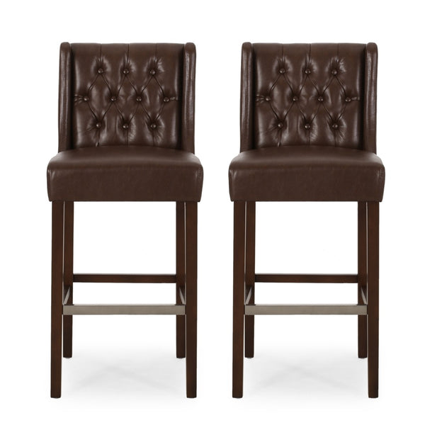 English Elm 30.5 Inch Tufted Pu Upholstered Bar Stool with Metal Footrest for Kitchen Island N780P366612D