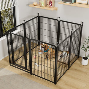 English Elm Dog Playpen 8 Panel Iron Exercise Pen with Locking Gate for Indoor Outdoor Use W368P233995