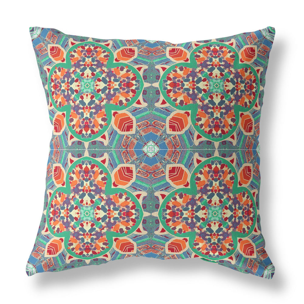 Homeroots 26" X 26" Orange Zippered Geometric Indoor Outdoor Throw Pillow Cover & Insert   417727