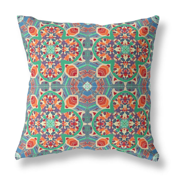 Homeroots 26" X 26" Orange Zippered Geometric Indoor Outdoor Throw Pillow Cover & Insert   417727
