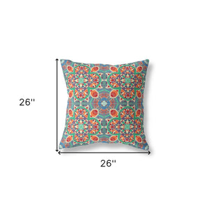 Homeroots 26" X 26" Orange Zippered Geometric Indoor Outdoor Throw Pillow Cover & Insert   417727