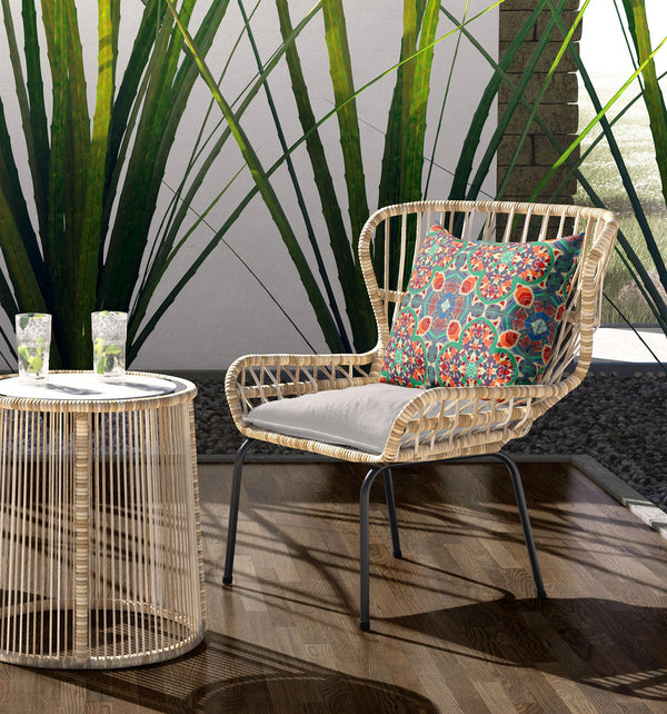 Homeroots 26" X 26" Orange Zippered Geometric Indoor Outdoor Throw Pillow Cover & Insert   417727