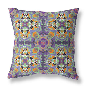 Homeroots 26" X 26" Purple Zippered Geometric Indoor Outdoor Throw Pillow Cover & Insert   417731