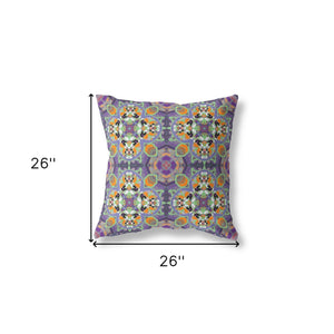 Homeroots 26" X 26" Purple Zippered Geometric Indoor Outdoor Throw Pillow Cover & Insert   417731