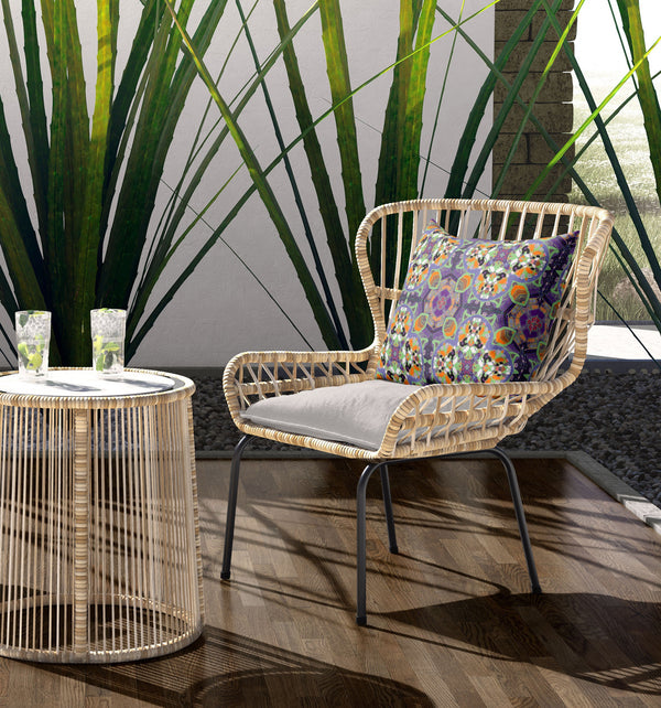 Homeroots 26" X 26" Purple Zippered Geometric Indoor Outdoor Throw Pillow Cover & Insert   417731