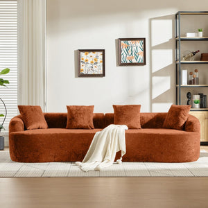 English Elm Curved Chenille Loveseat with Memory Foam Cushions for Compact Living Spaces Orange W2915S00084