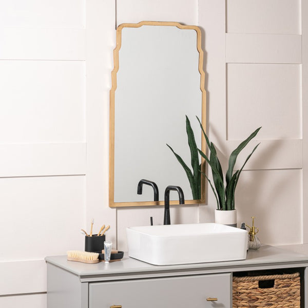 Cooper Classics Landen Antique Gold Leaf Rectangular Wall Mirror for Entryway or Bedroom Decor 41773