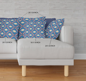 Homeroots 20"X20" Blue Yellow Pink Zippered Suede Geometric Throw Pillow   417765