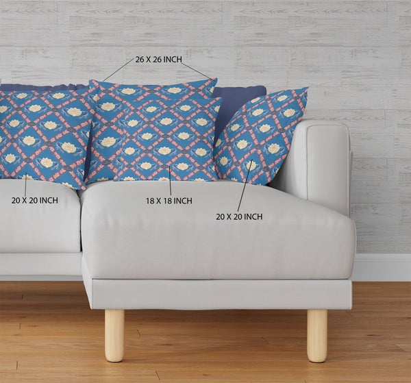 Homeroots 20"X20" Blue Yellow Pink Zippered Suede Geometric Throw Pillow   417765