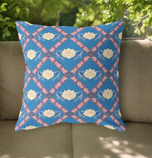 Homeroots 20"X20" Blue Yellow Pink Zippered Suede Geometric Throw Pillow   417765