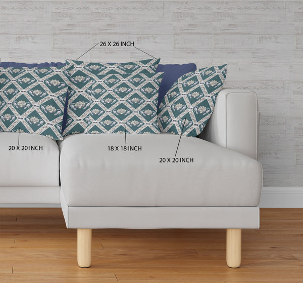 Homeroots 20"X20" Dark Green Yellow Gray Zippered Suede Geometric Throw Pillow   417771