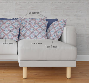 Homeroots 20"X20" Gray Blue Pink Zippered Suede Geometric Throw Pillow   417774