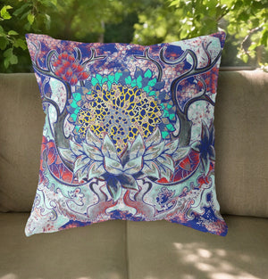 Homeroots 20"X20" Electric Blue Aqua Zippered Suede Geometric Throw Pillow   417804