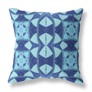 Homeroots 20"X20" Blue Sky Blue Zippered Suede Geometric Throw Pillow   417825