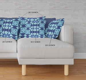 Homeroots 20"X20" Blue Sky Blue Zippered Suede Geometric Throw Pillow   417825