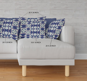 Homeroots 20"X20" Indigo Pink Zippered Suede Geometric Throw Pillow   417834