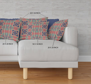 Homeroots 20"X20" Red Green Indigo Zippered Suede Geometric Throw Pillow   417846