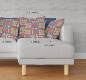 Homeroots 20"X20" Red Yellow Gray Zippered Suede Geometric Throw Pillow   417855