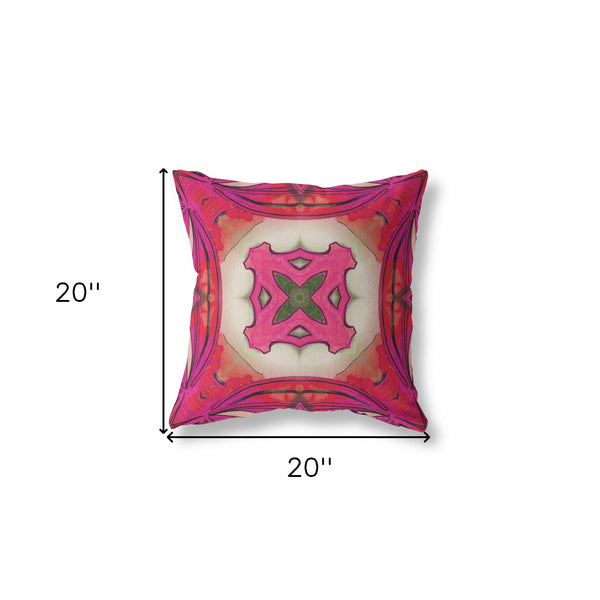 Homeroots 5" X 20" Hot Pink Geometric Indoor Outdoor Throw Pillow   417891