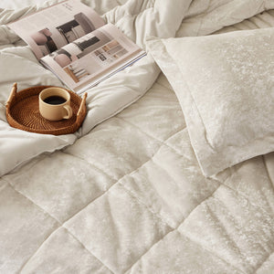 English Elm 3 Pcs Twin/Twin Xl Velvet Duvet Cover Set - Luxurious Champagne With Soft Microfiber & Pillow B035P319875