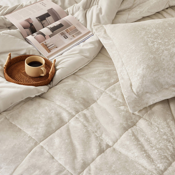 English Elm 3 Pcs Twin/Twin Xl Velvet Duvet Cover Set - Luxurious Champagne With Soft Microfiber & Pillow B035P319875