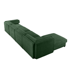 English Elm Modular 4-Seat L-Shaped Sofa With Storage, Ergonomic Comfort, And Stylish Green Chenille Upholstery W714S01064
