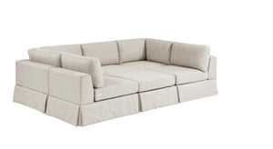 English Elm 6-Piece Upholstered Sectional - Modular Comfort With Classic French Style, Perfect For Any Living Space B343S00014