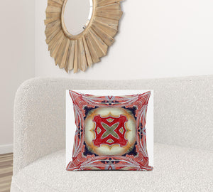 Homeroots 20" X 20" Red And Pink Geometric Suede Zippered Pillow   417921