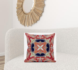 Homeroots 20" X 20" Red And Indigo Geometric Suede Zippered Pillow   417930