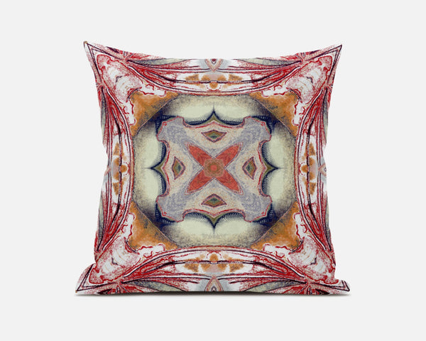 Homeroots 20"X20" Rustic Red Orange Zippered Suede Geometric Throw Pillow   417933