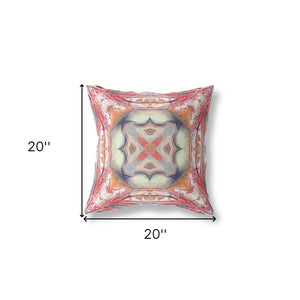 Homeroots 20"X20" Rustic Red Orange Zippered Suede Geometric Throw Pillow   417933