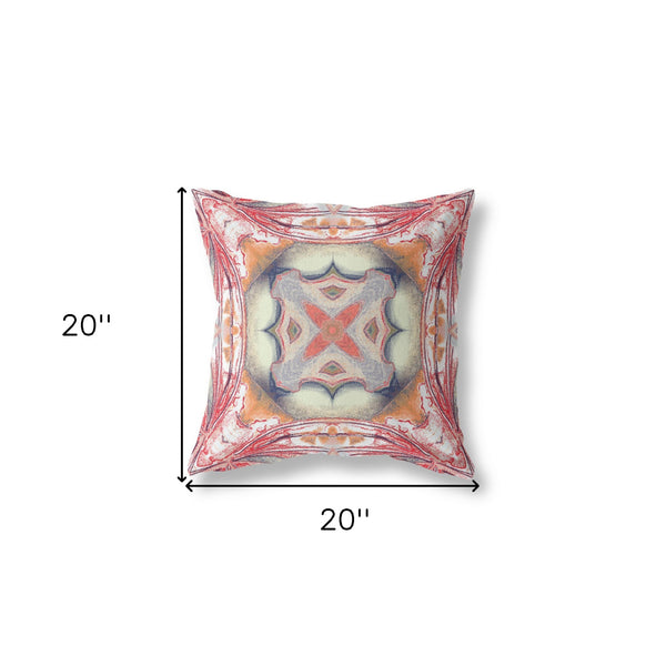 Homeroots 20"X20" Rustic Red Orange Zippered Suede Geometric Throw Pillow   417933