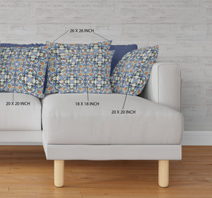 Homeroots 20"X20" Blue And Orange Microsuede Quatrefoil Zippered Pillow   417951