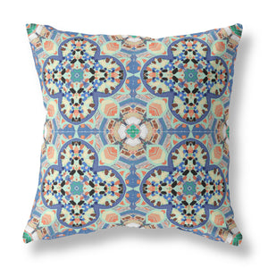 Homeroots 20"X20" Blue And Purple Microsuede Quatrefoil Zippered Pillow   417954