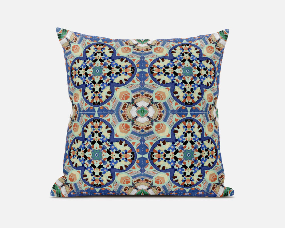 Homeroots 20"X20" Blue And Purple Microsuede Quatrefoil Zippered Pillow   417954