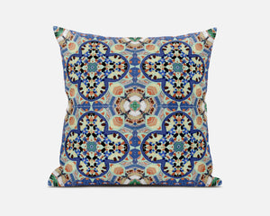 Homeroots 20"X20" Blue And Purple Microsuede Quatrefoil Zippered Pillow   417954
