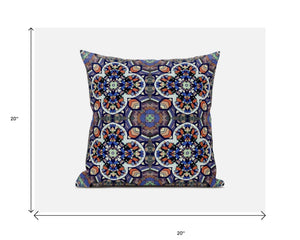 Homeroots 20"X20" Blue And Orange Microsuede Quatrefoil Zippered Pillow   417960