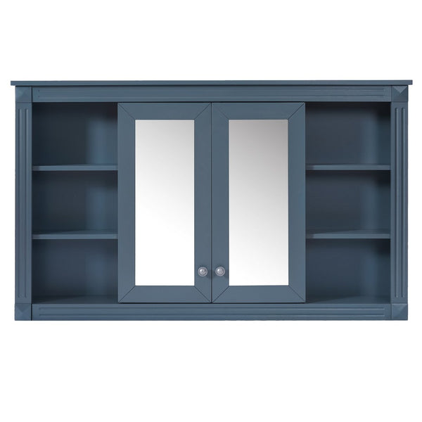 English Elm 47 Inch Wall Mounted Medicine Cabinet with Mirror Open Shelving and Adjustable Storage N710P363550C