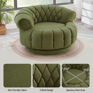 English Elm Swivel Barrel Accent Chair Chenille Tufted Round Club Seat for Living Room Lounge Green N719S002280F