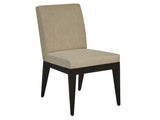 Murano Upholstered Side Chair - Luxurious Linen Fabric, Elegant Espresso Base, Contemporary Design