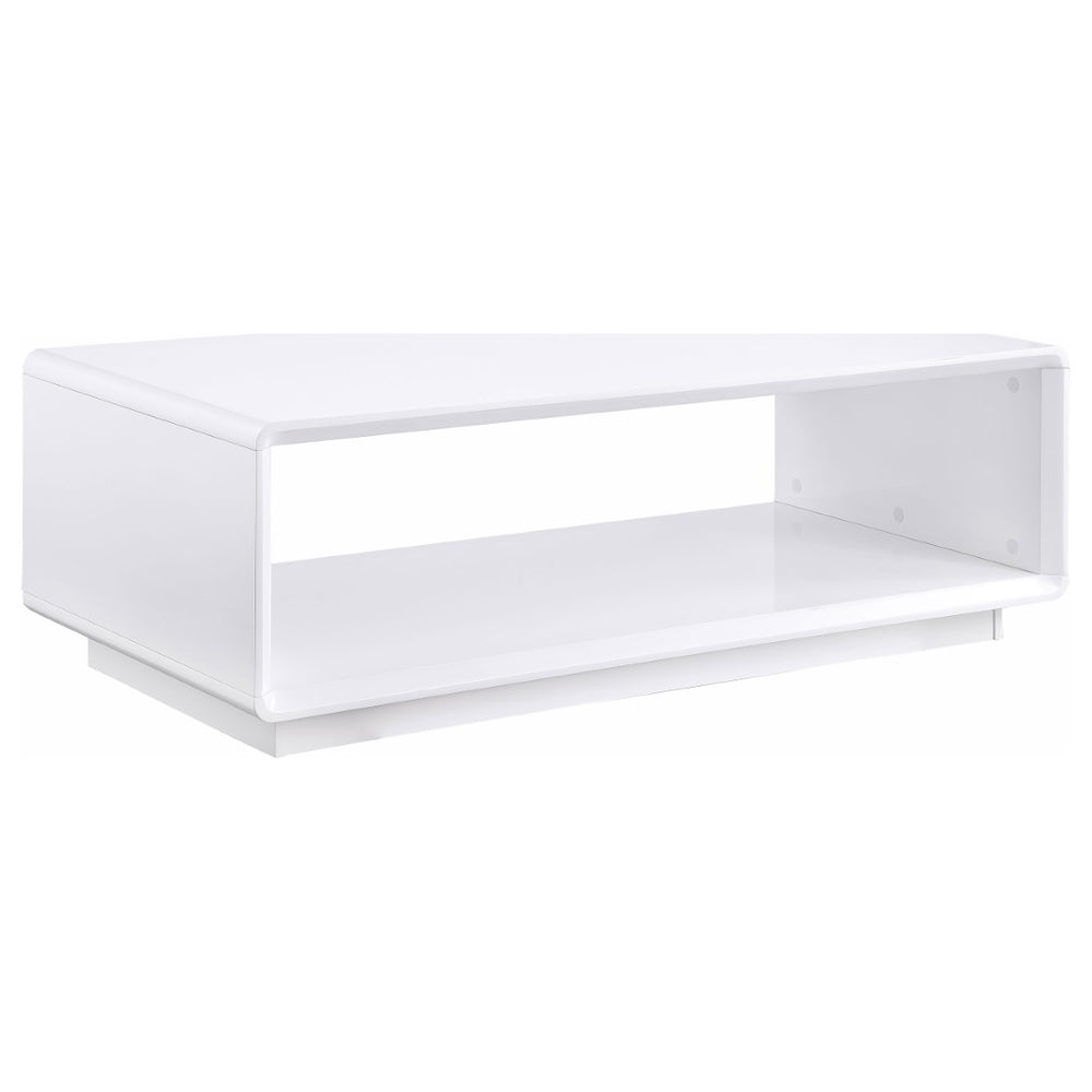 English Elm Fletcher Lacquered High Gloss Coffee Table with Open Shelf for Modern Living Rooms B062P447999