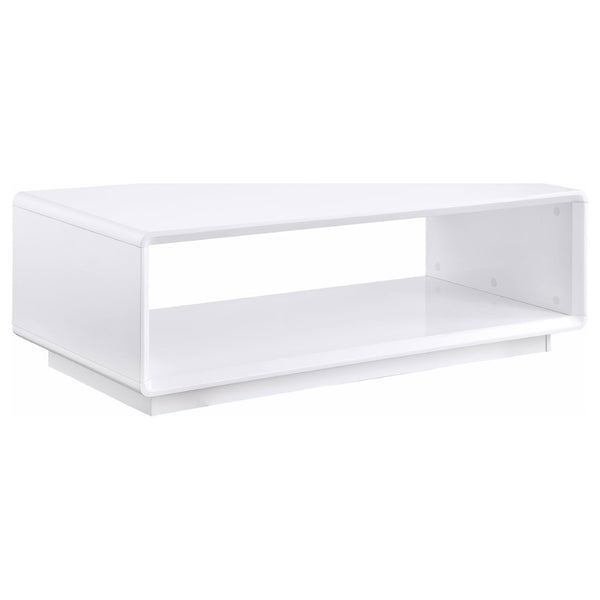 English Elm Fletcher Lacquered High Gloss Coffee Table with Open Shelf for Modern Living Rooms B062P447999
