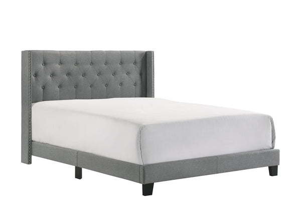 English Elm 1pc Queen Size Platform Storage Bed with Plank Headboard and Built-In Lighting, Modern Farmhouse Design Gray 78 L x 31.5 W x 7 H B2741P347926